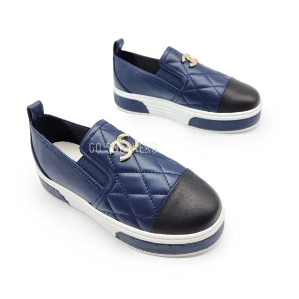 Женские слипоны Chanel Slip-ons Leather Navy