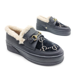 Gucci Moccasins Winter Leather/Suede Black