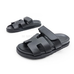Hermes Flip-flops Leather Matt Black
