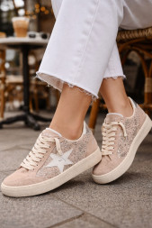 Golden Goose Rhinestones Suede Beige