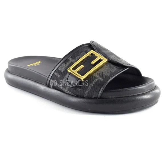 Женские шлёпанцы Fendi Slippers Black