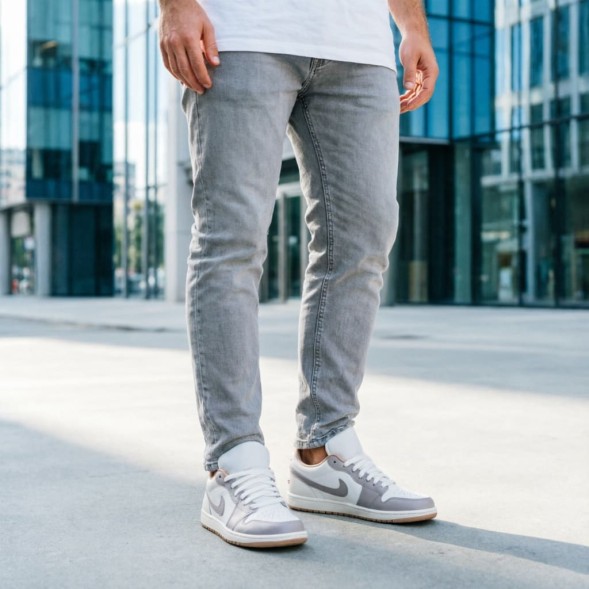 Мужские кроссовки Nike Air Jordan 1 Low Red College Grey